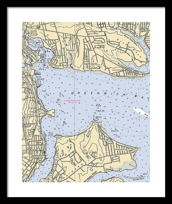 Greenwich Bay-rhode Island Nautical Chart - Framed Print