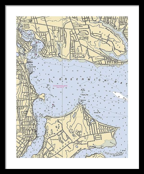 Greenwich Bay-rhode Island Nautical Chart - Framed Print