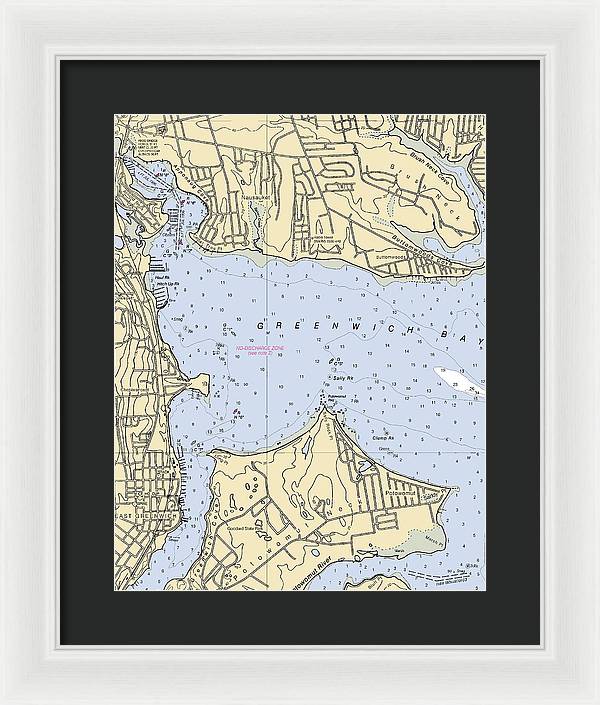 Greenwich Bay-rhode Island Nautical Chart - Framed Print