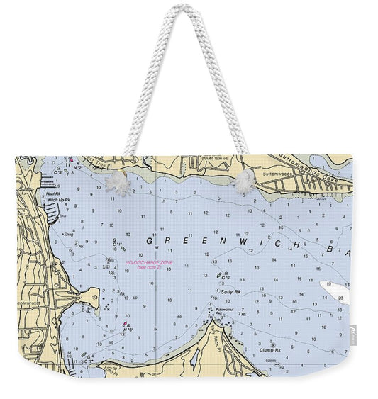 Greenwich Bay-rhode Island Nautical Chart - Weekender Tote Bag