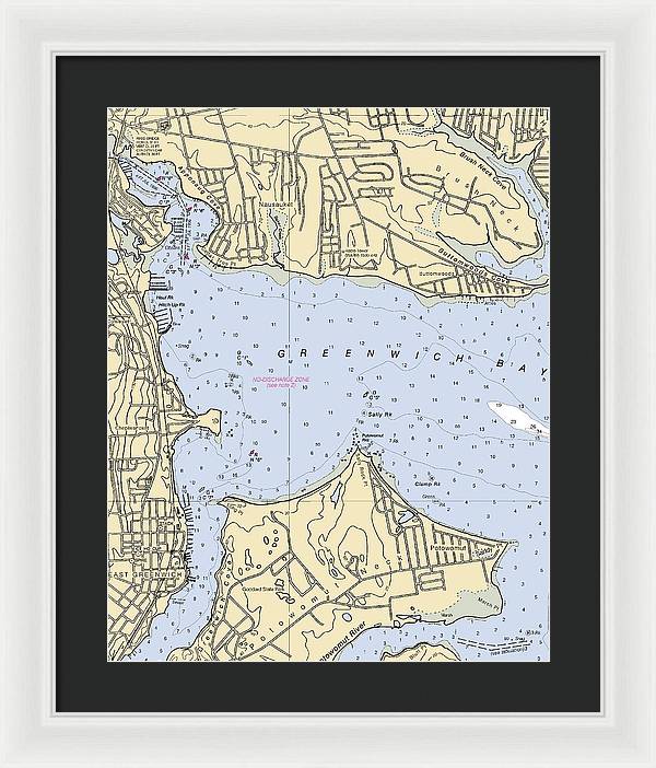 Greenwich Bay-rhode Island Nautical Chart - Framed Print