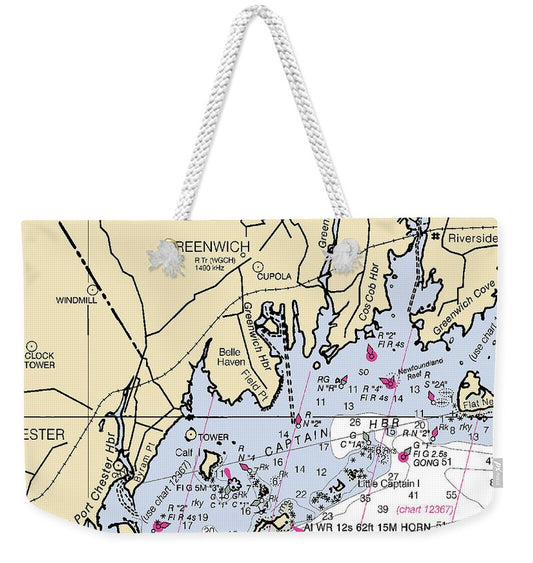 Greenwich-connecticut Nautical Chart - Weekender Tote Bag