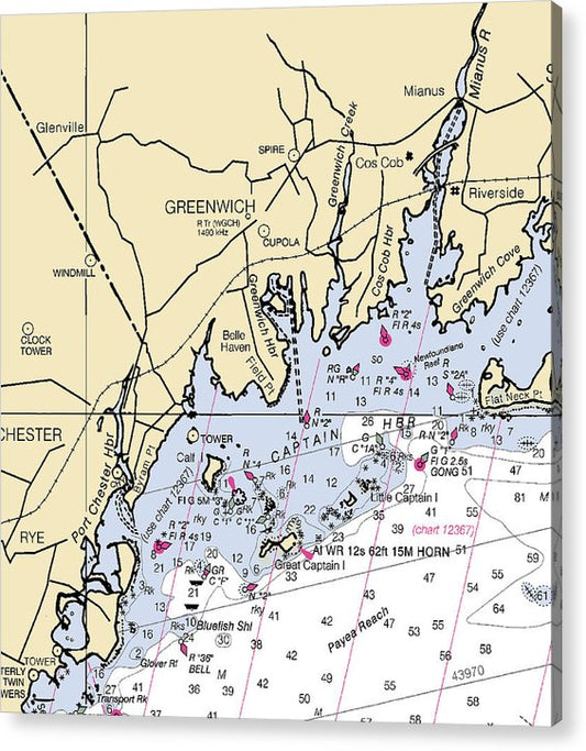 Greenwich-Connecticut Nautical Chart  Acrylic Print