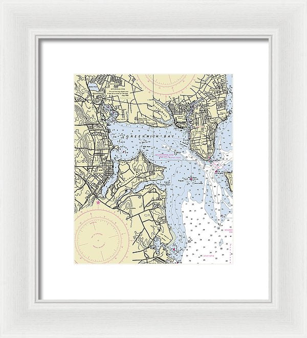 Greenwich Harbor Rhode Island Nautical Chart - Framed Print