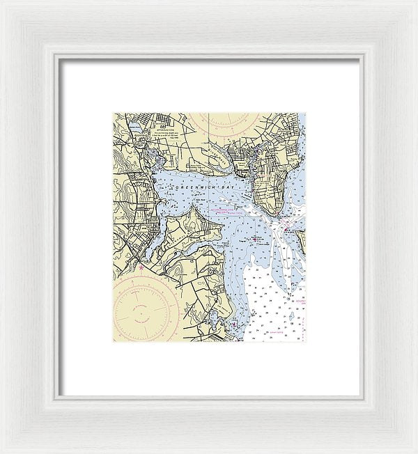 Greenwich Harbor Rhode Island Nautical Chart - Framed Print