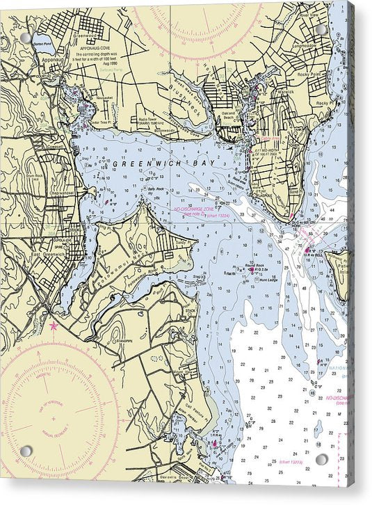 Greenwich Harbor Rhode Island Nautical Chart - Acrylic Print