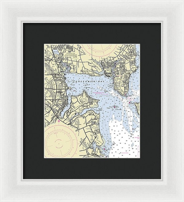 Greenwich Harbor Rhode Island Nautical Chart - Framed Print