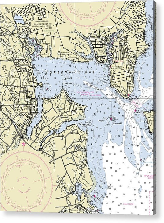 Greenwich Harbor Rhode Island Nautical Chart  Acrylic Print