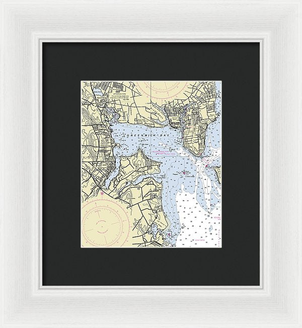 Greenwich Harbor Rhode Island Nautical Chart - Framed Print