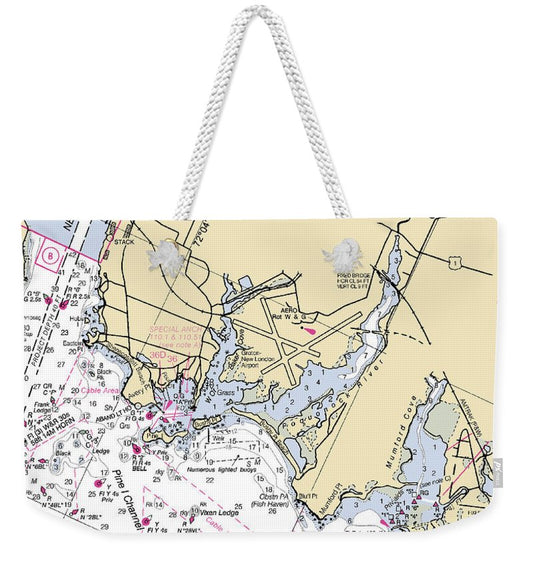 Groton-connecticut Nautical Chart - Weekender Tote Bag