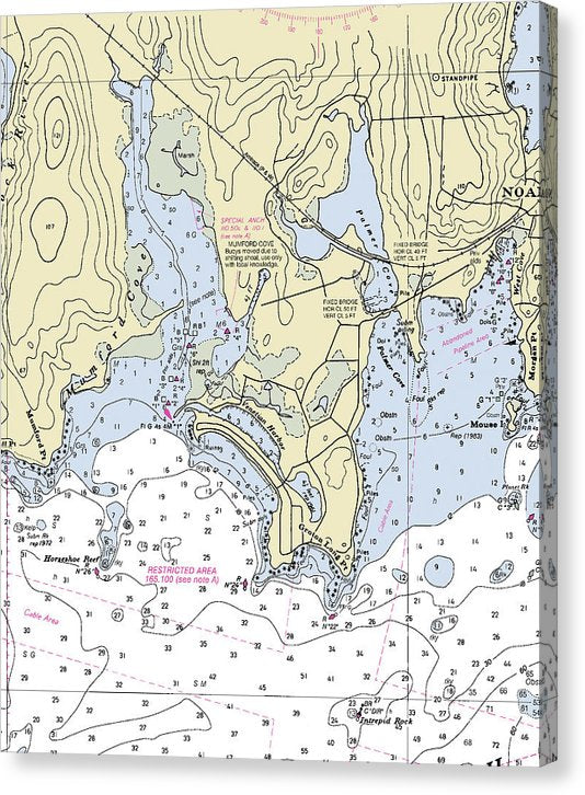 Groton Long Point Connecticut Nautical Chart Canvas Print
