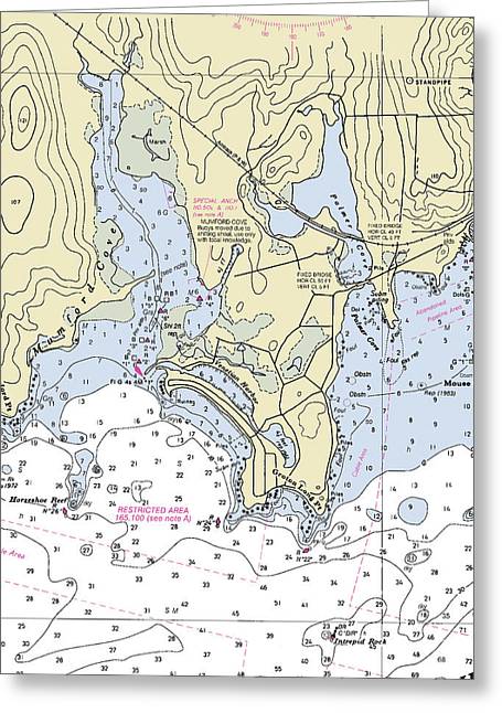 Groton Long Point Connecticut Nautical Chart - Greeting Card