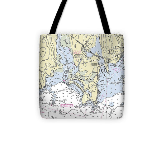 Groton Long Point Connecticut Nautical Chart Tote Bag