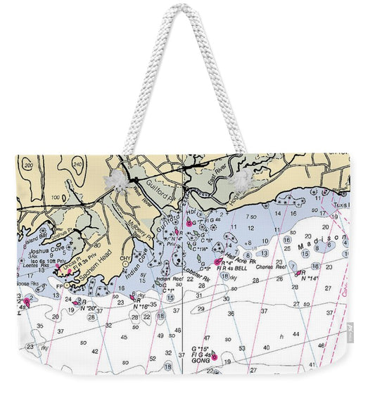 Guilford-connecticut Nautical Chart - Weekender Tote Bag
