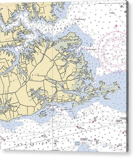 Guinea Neck-Virginia Nautical Chart  Acrylic Print