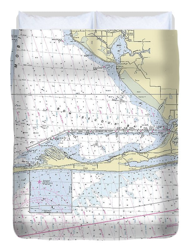 Gulf Shores Alabama Nautical Chart - Duvet Cover