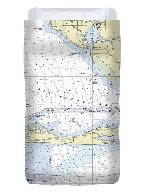 Gulf Shores Alabama Nautical Chart - Duvet Cover