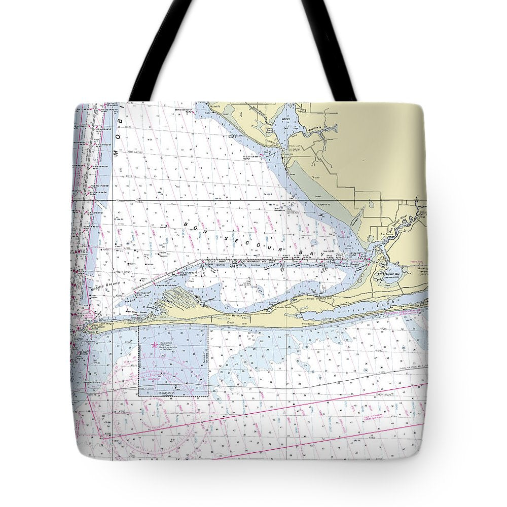 Gulf Shores Alabama Nautical Chart - Tote Bag