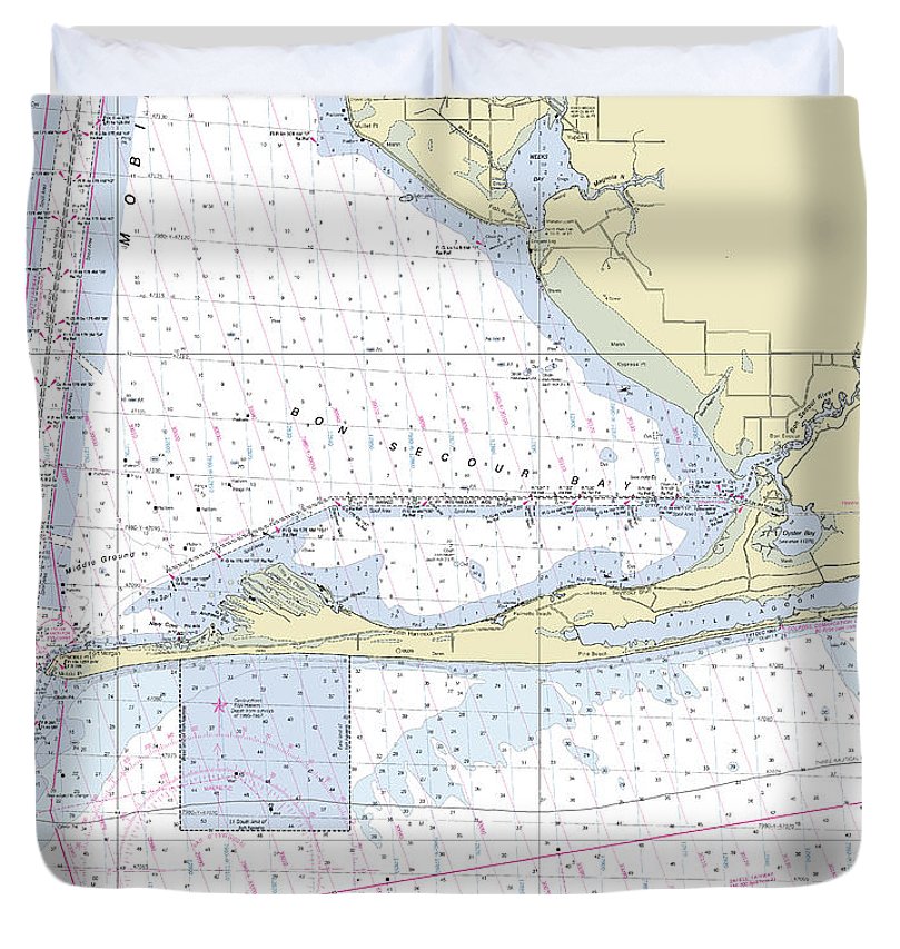 Gulf Shores Alabama Nautical Chart Duvet Cover