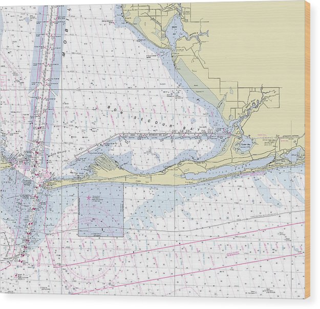 Gulf Shores Alabama Nautical Chart Wood Print