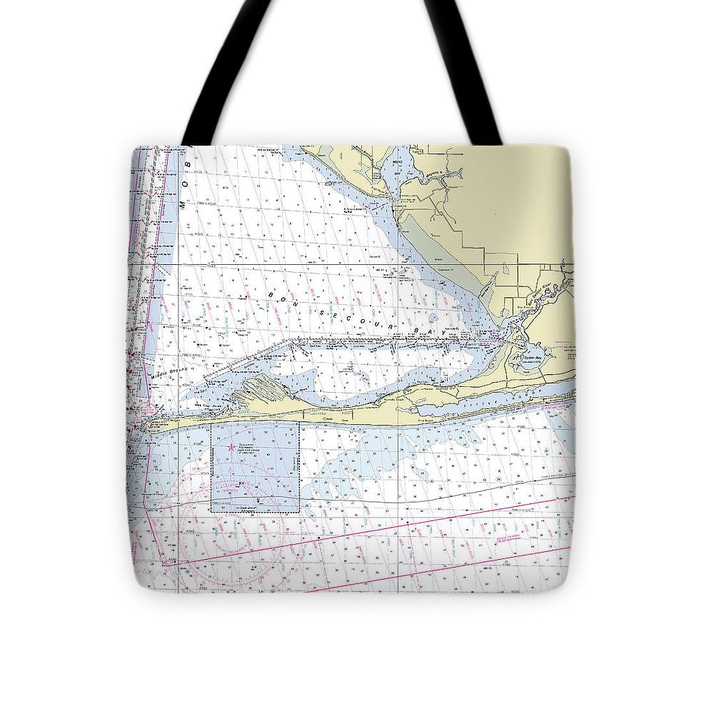 Gulf Shores Alabama Nautical Chart - Tote Bag