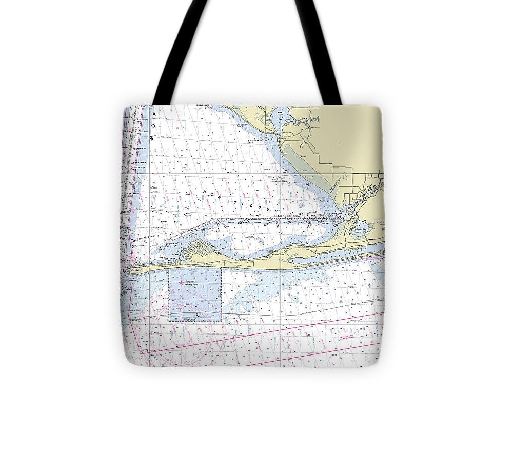 Gulf Shores Alabama Nautical Chart Tote Bag