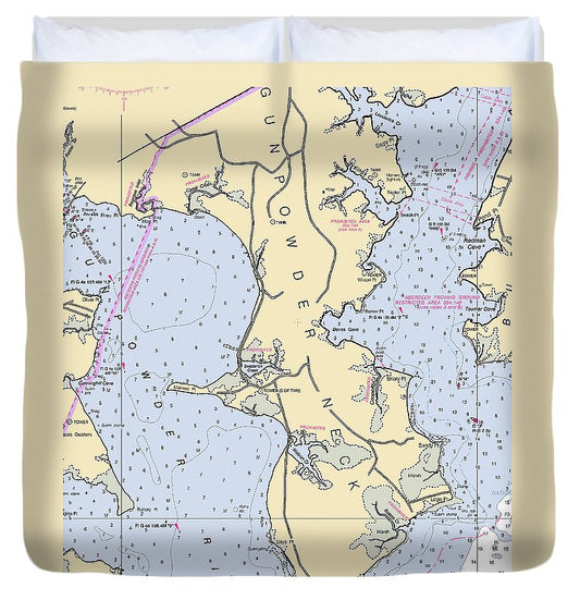 Gun Powder Neck Maryland Nautical Chart Duvet Cover