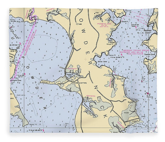Gun Powder Neck Maryland Nautical Chart Blanket