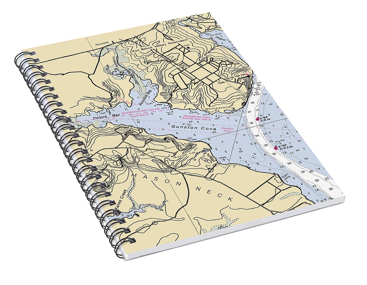 Gunston Cove-virginia Nautical Chart - Spiral Notebook