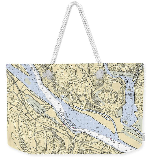 Haddam-connecticut Nautical Chart - Weekender Tote Bag