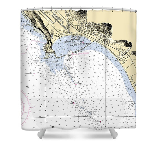 Half Moon Bay  California Nautical Chart _V6 Shower Curtain