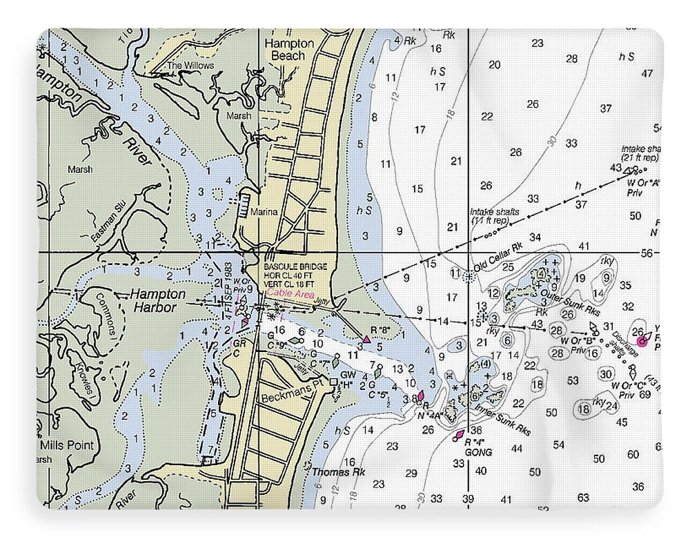 Hampton Harbor New Hampshire Nautical Chart - Blanket