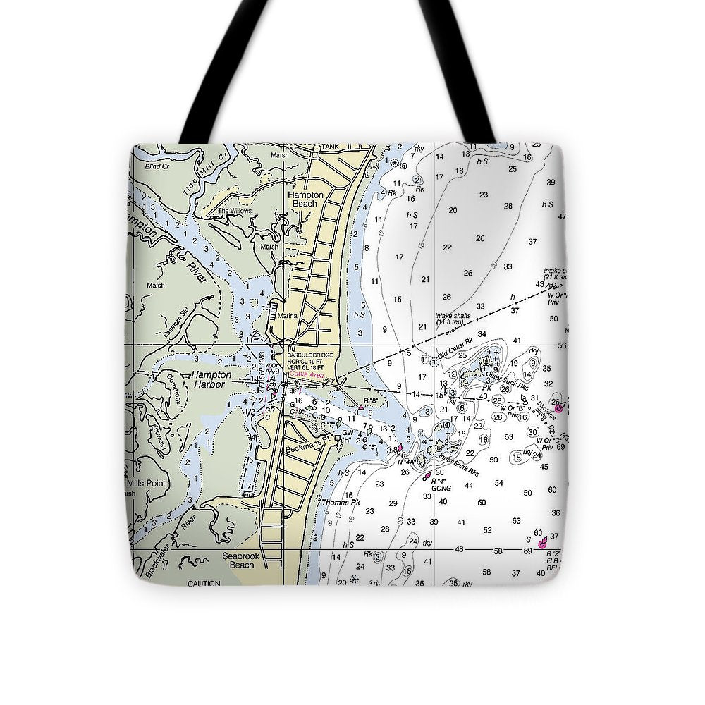 Hampton Harbor New Hampshire Nautical Chart - Tote Bag