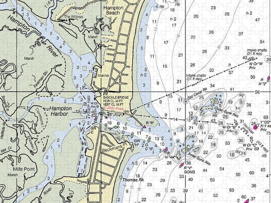 Hampton Harbor New Hampshire Nautical Chart Puzzle