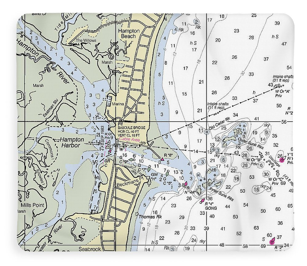 Hampton Harbor New Hampshire Nautical Chart - Blanket