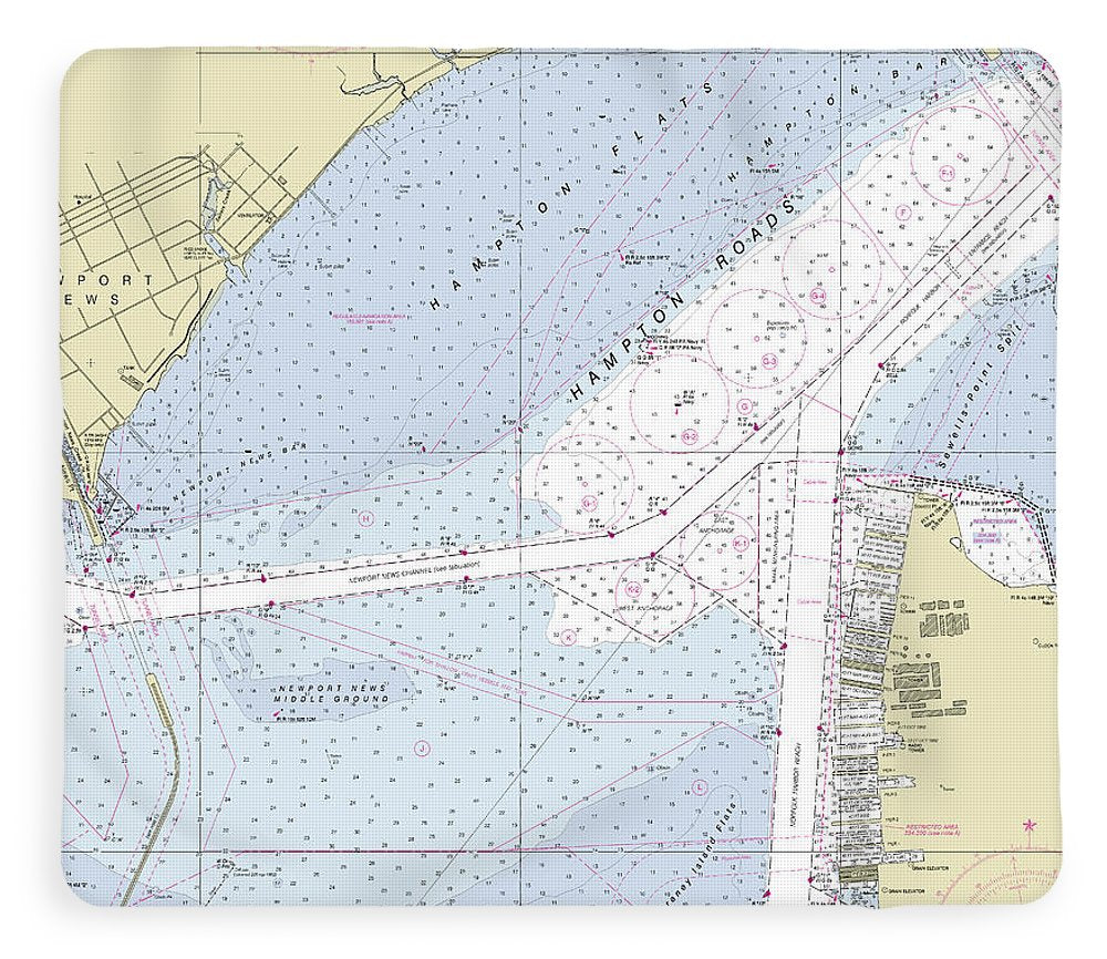 Hampton Roads Virginia Nautical Chart - Blanket