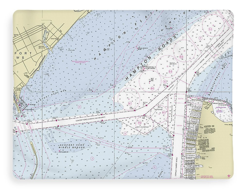 Hampton Roads Virginia Nautical Chart - Blanket