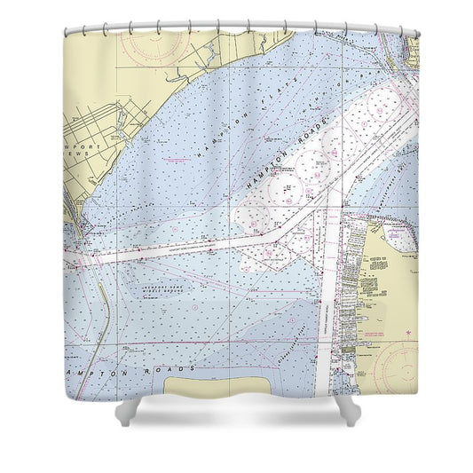 Hampton Roads Virginia Nautical Chart Shower Curtain