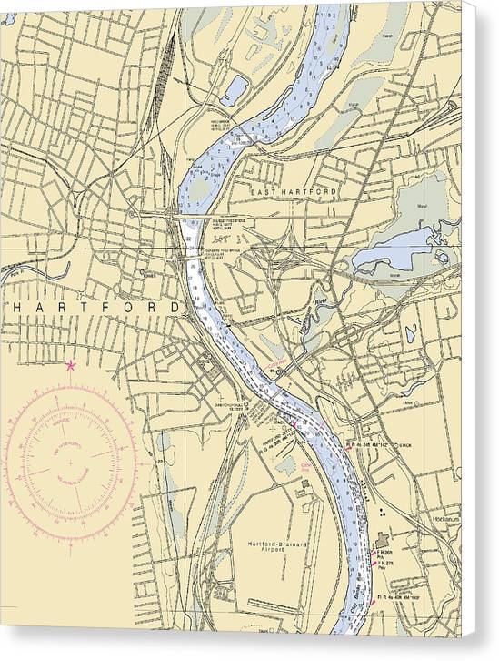 Hartford-connecticut Nautical Chart - Canvas Print