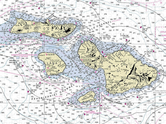 Hawaii Maui Molokai Lanai Nautical Chart Puzzle