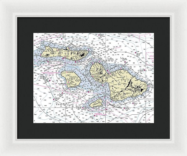 Hawaii-maui-molokai-lanai Nautical Chart - Framed Print