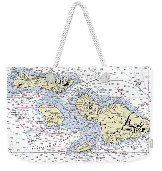 Hawaii-Maui-Molokai-Lanai Nautical Chart - Weekender Tote Bag