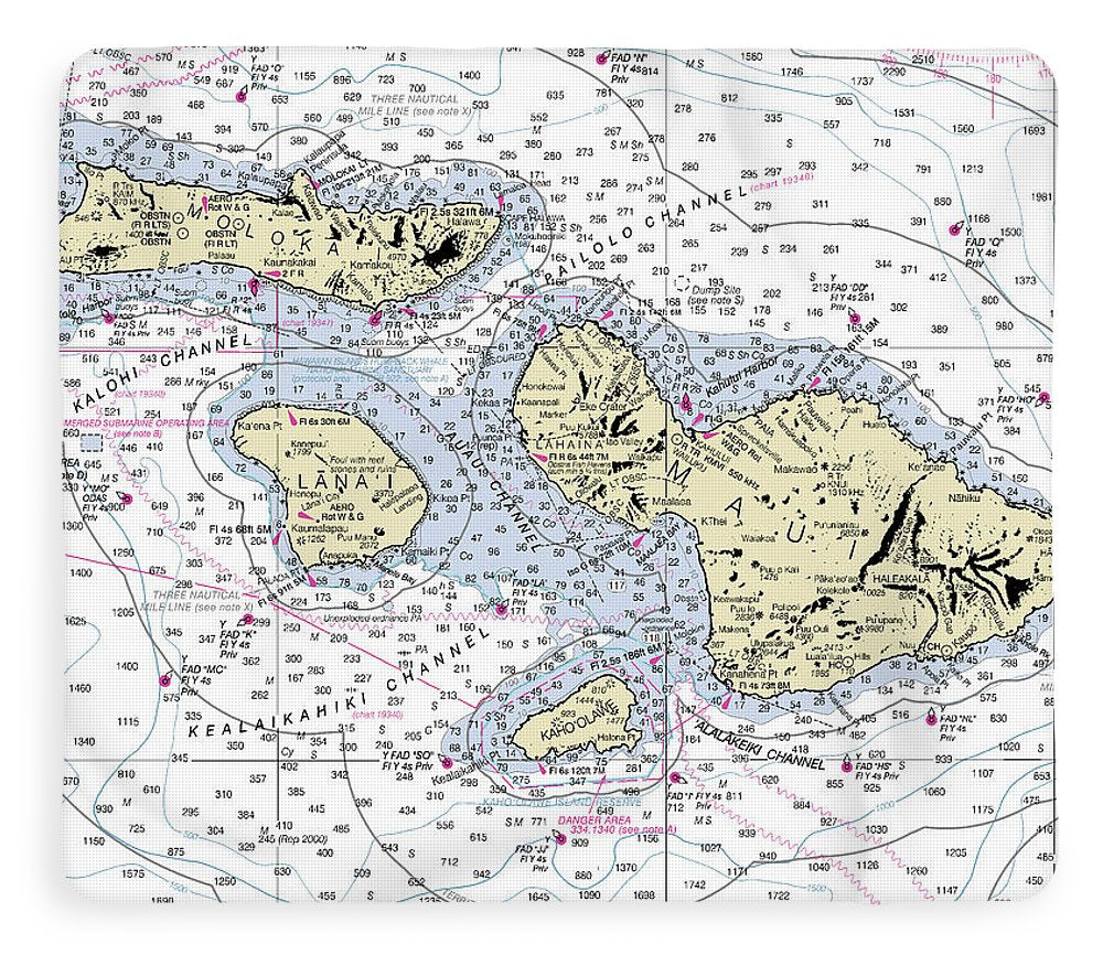 Hawaii-Maui-Molokai-Lanai Nautical Chart - Blanket