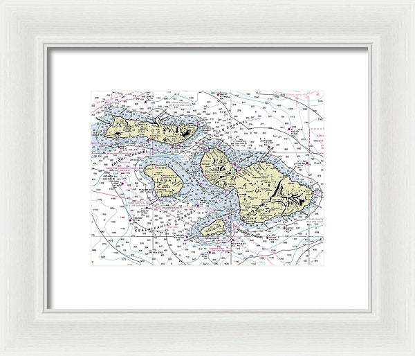 Hawaii-maui-molokai-lanai Nautical Chart - Framed Print