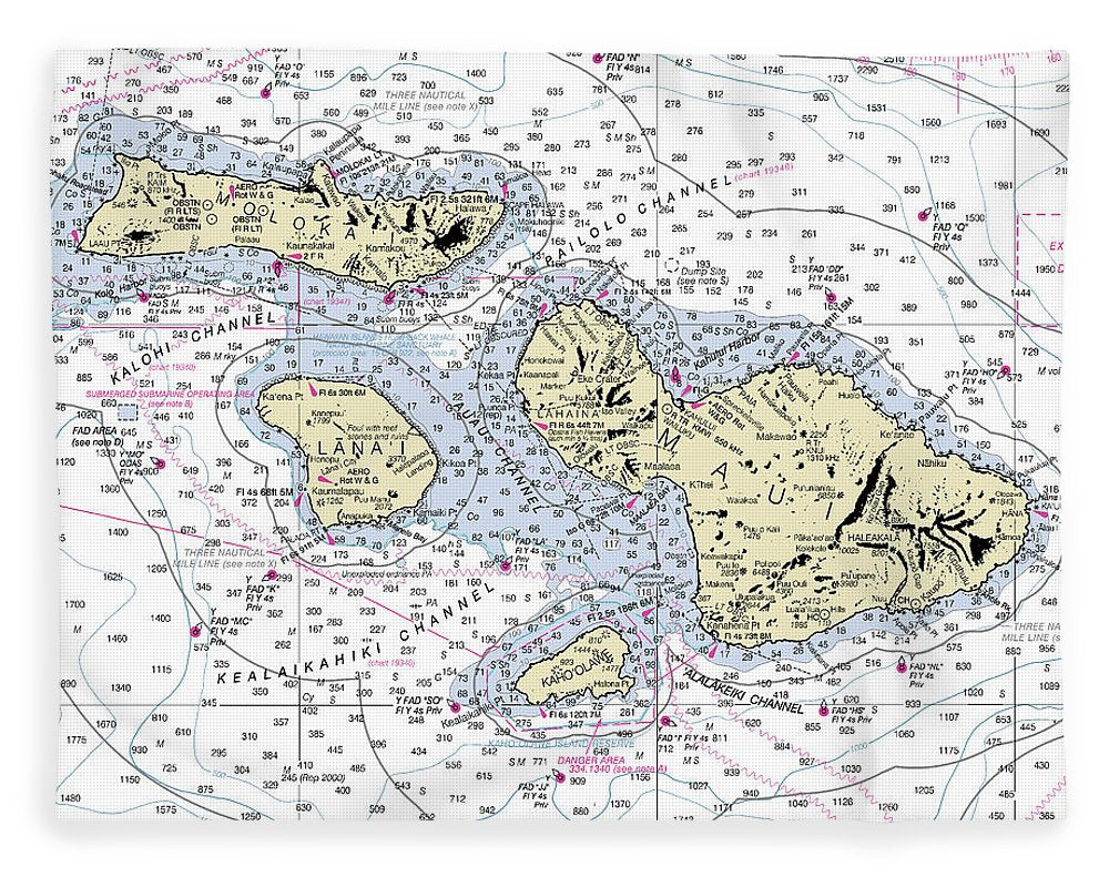 Hawaii-Maui-Molokai-Lanai Nautical Chart - Blanket