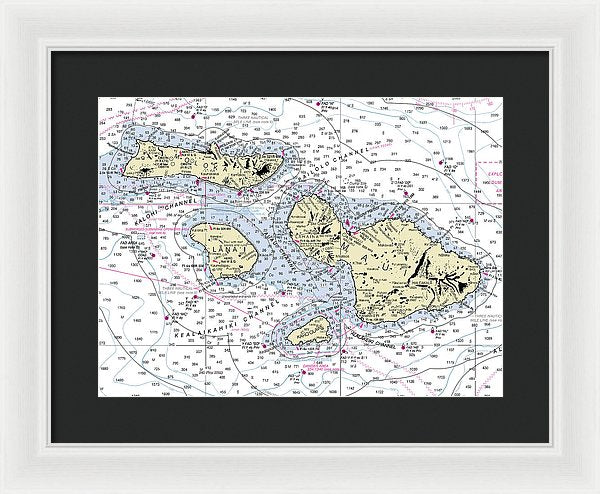 Hawaii-maui-molokai-lanai Nautical Chart - Framed Print