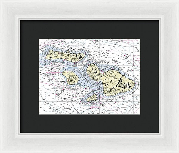 Hawaii-maui-molokai-lanai Nautical Chart - Framed Print