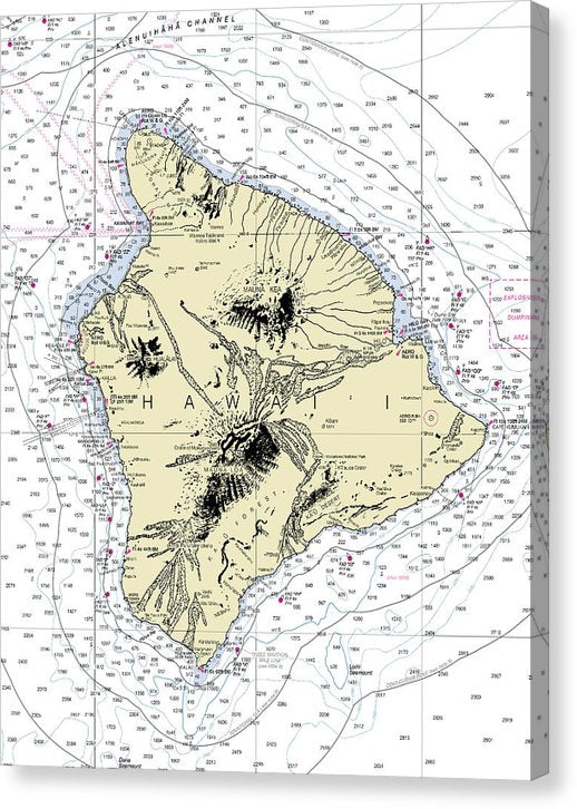 Hawaii-The Big Island Nautical Chart Canvas Print