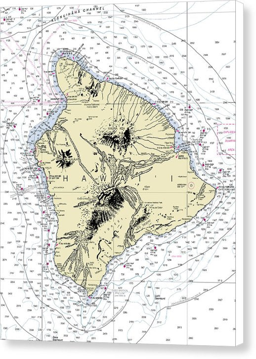 Hawaii-the Big Island Nautical Chart - Canvas Print