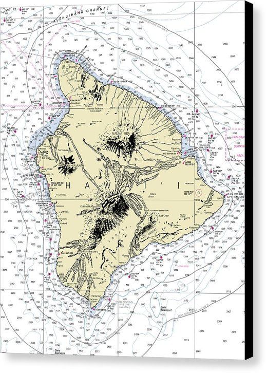 Hawaii-the Big Island Nautical Chart - Canvas Print